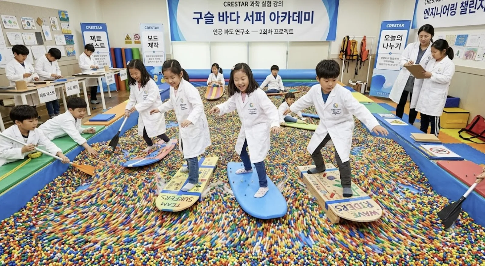 구슬 바다에서 서핑하기 수업 모습